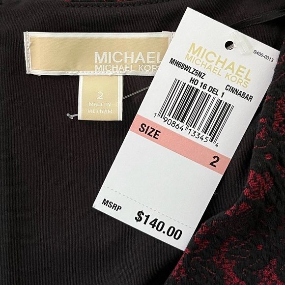 NWT MICHAEL KORS Lace Jacquard Dress Bodycon Size 2 Black Red Sexy Contemporary - Picture 9 of 15